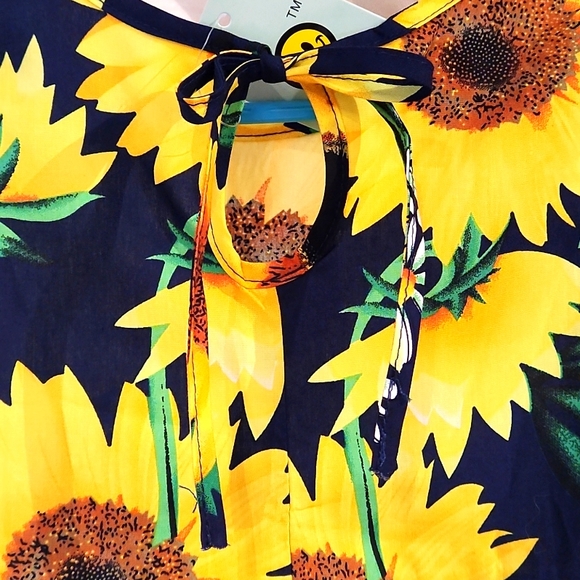 NEW GIRLS LONG SLEEVES SUNFLOWER DRESS. SIZE 9-12 MONTHS SPRING SUMMER DRESS. - Picture 6 of 8